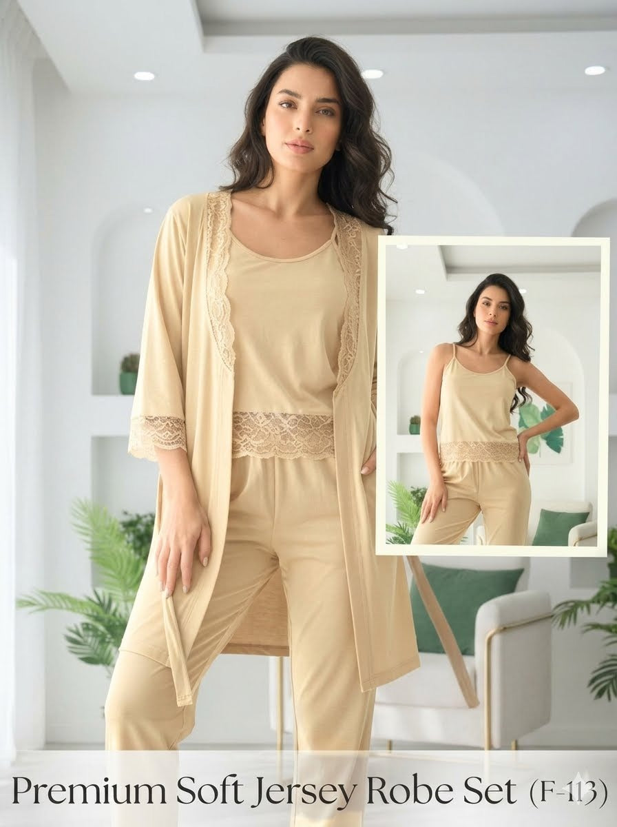 Premium Soft Jersey Robe Set (Product designed for elegant loungewear and sleepwear.