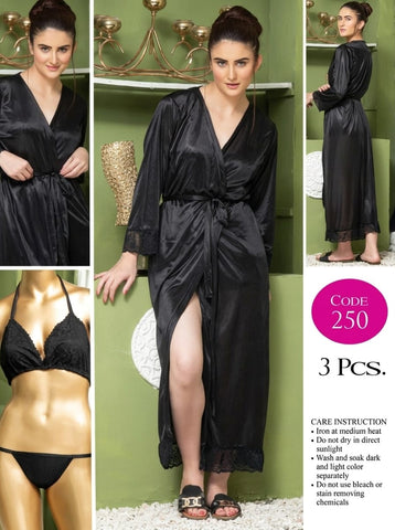 3-Piece Bridal Silk Nightwear Set