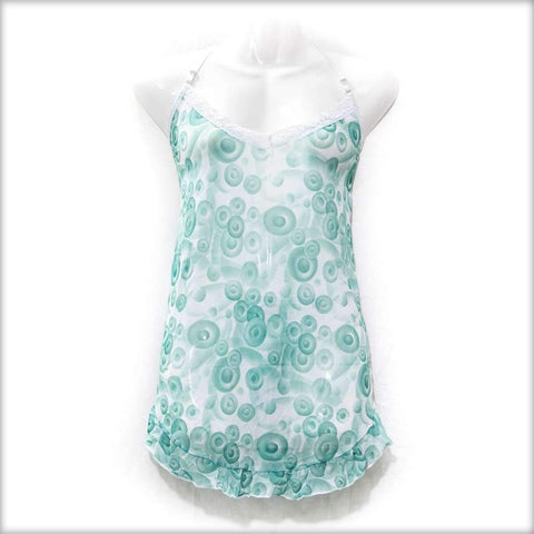 Women's Short Nighty Green & White