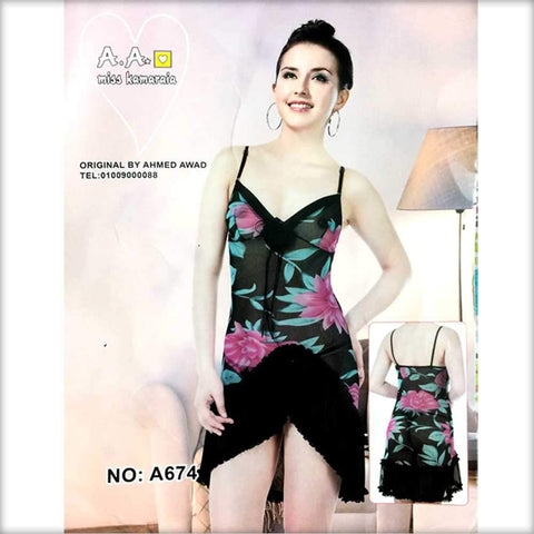 Rose Nighty - A674 - Nighty - diKHAWA Online Shopping in Pakistan