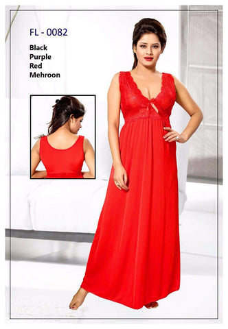 Flourish Nighty Black FL-0082 - 1Pc Bridal Nighty - Long Nighty