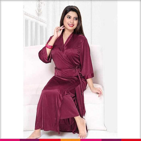 Maroon Nighty - FL-536 - Flourish Nightwear