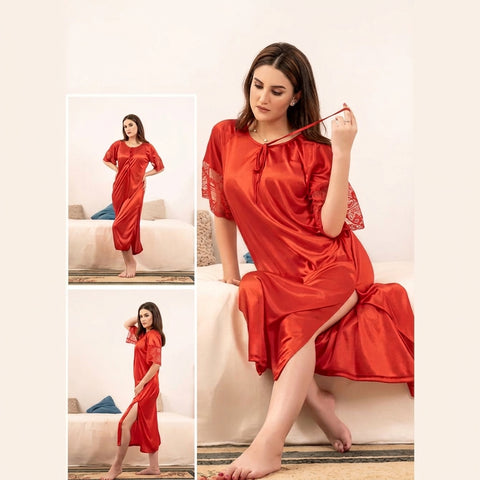 This Elegant Sale 1-Piece Gown Night wear is a black floor-length gown designed for both style and comfort.