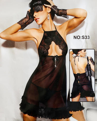 Romantic Sexy Net Short Nighty - Babydoll Bridal Luxe Hub - S33