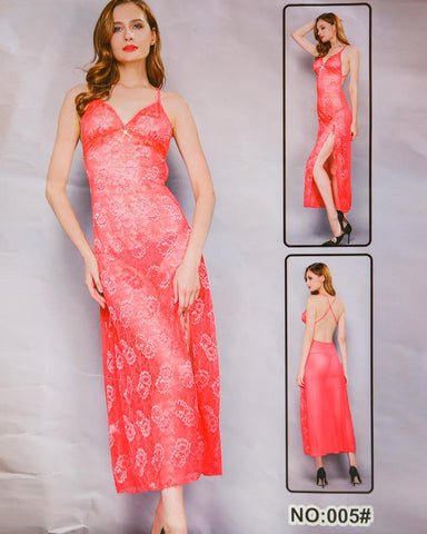 Romantic Sexy Net Long Nighty - Babydoll Bridal Luxe Hub - 005#