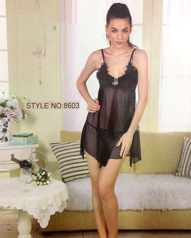 Romantic Sexy Short Net Nighty - Babydoll Bridal Luxe Hub - 8603