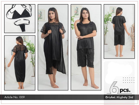 Roses Luxury 6-Piece Bridal Nighty Set - Code 009