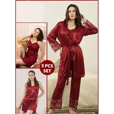 5 Pcs Luxury Soft Comfortable Bridal Nightwear