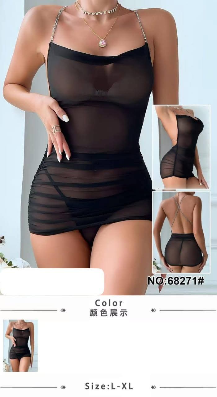 Black  Mesh Mini Dress Designed With a Sultry, Body-Con Silhouette.
