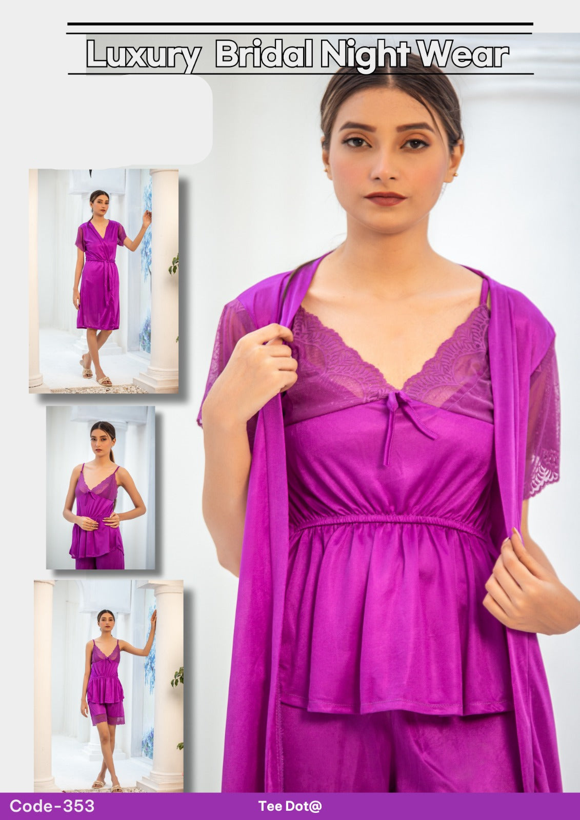 3 Piece Luxury Silk Nightwear Set
