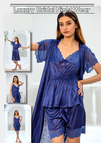 3 Piece Luxury Silk Nightwear Set