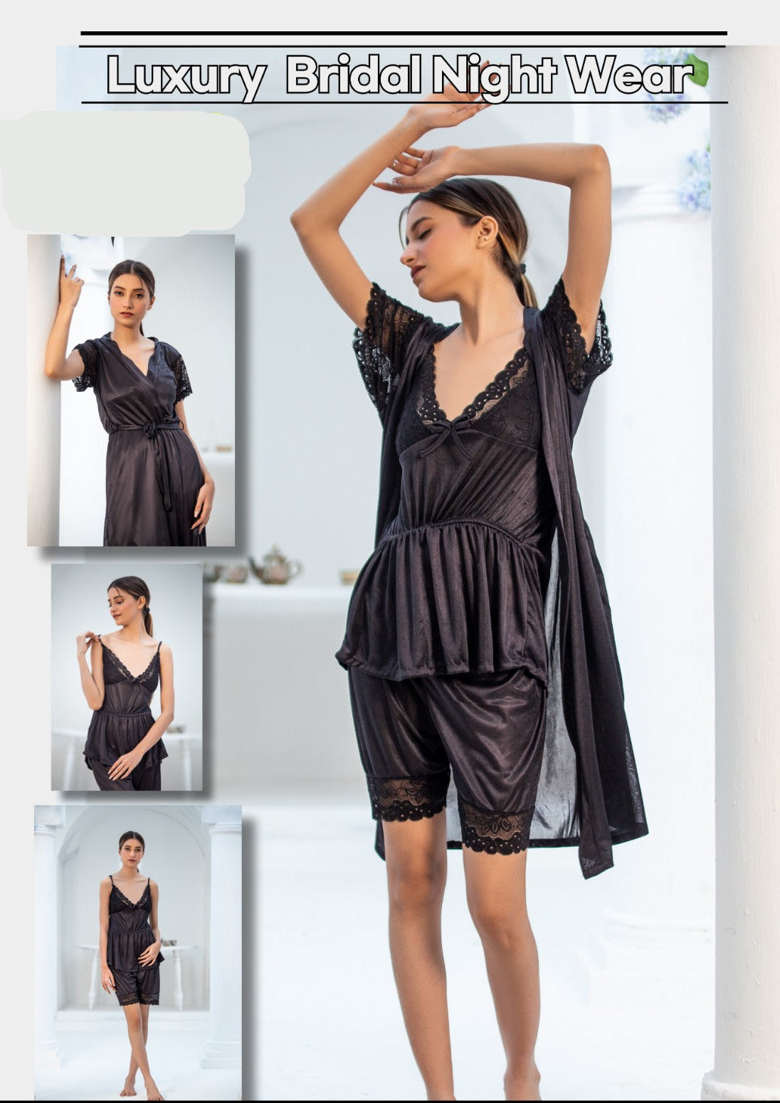 3 Piece Luxury Silk Nightwear Set