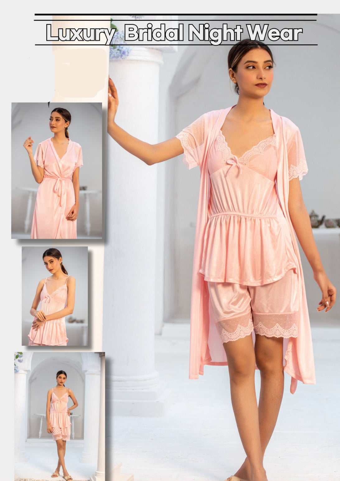 3 Piece Luxury Silk Nightwear Set