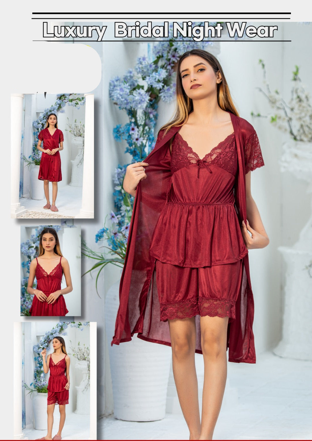 3 Piece Luxury Silk Nightwear Set