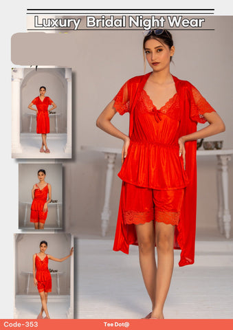 3 Piece Luxury Silk Nightwear Set