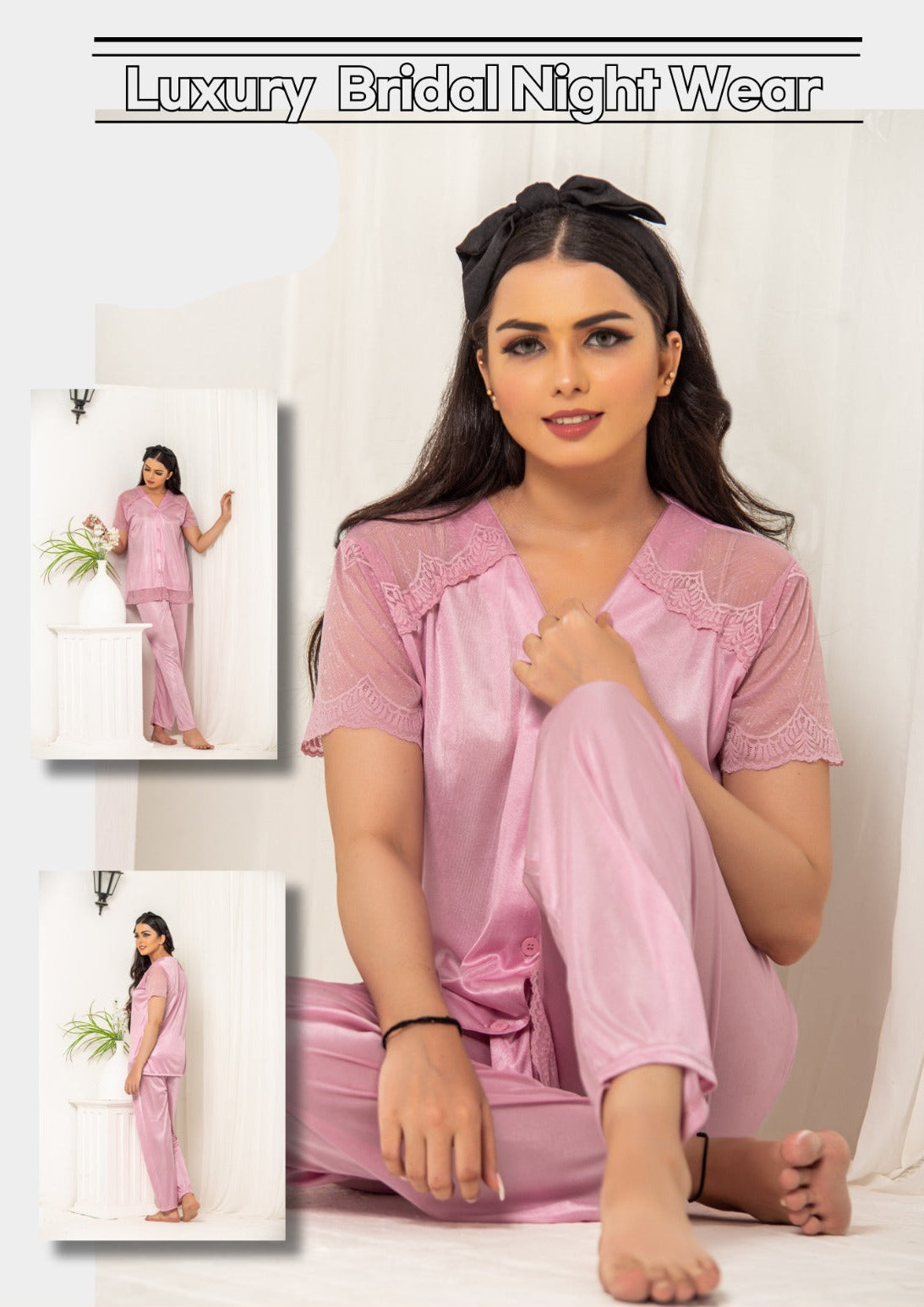 Luxury Night Wear" An Elegant two-piece pajama ensemble designed for comfort and sophistication.