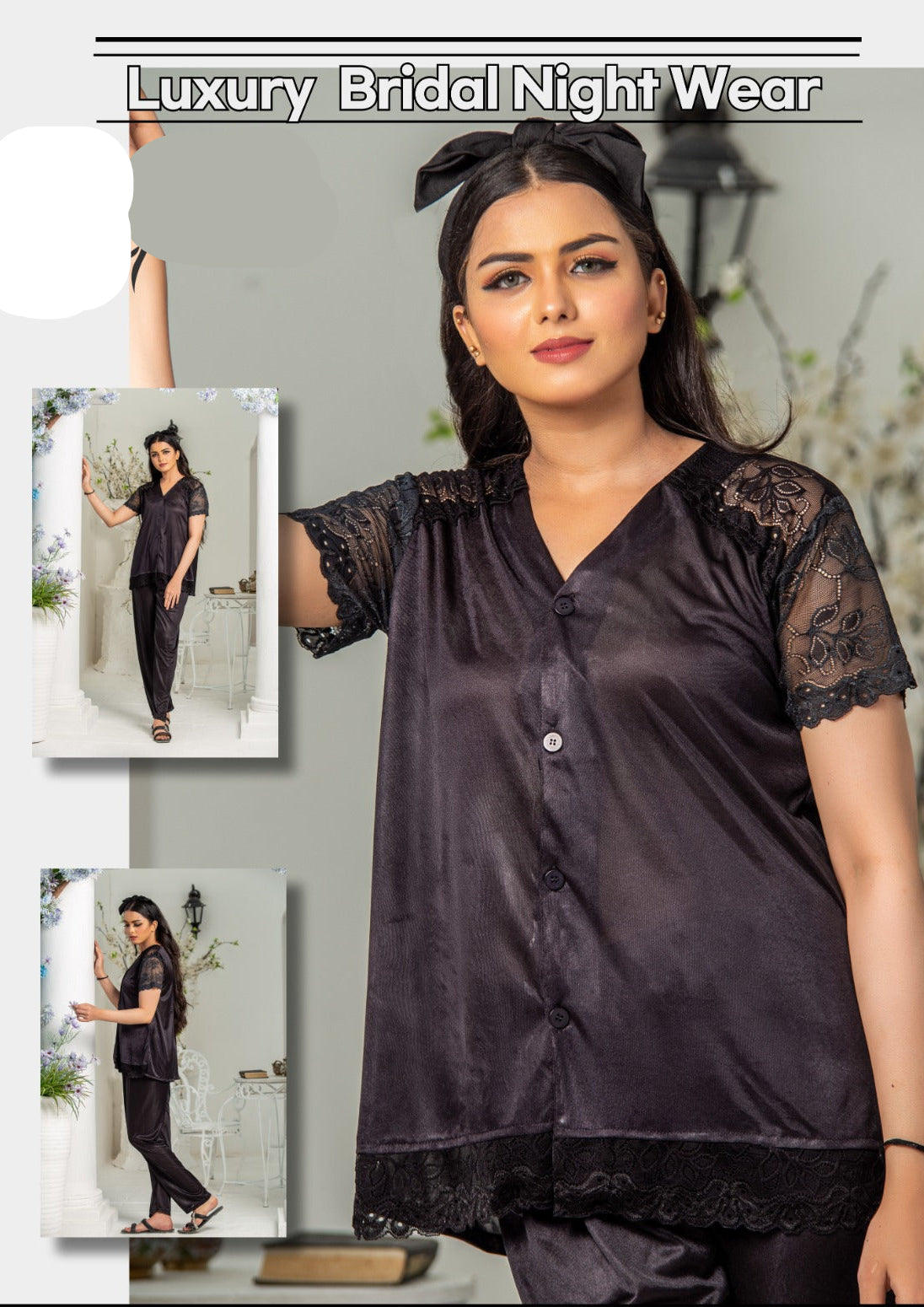 Luxury Night Wear" An Elegant two-piece pajama ensemble designed for comfort and sophistication.