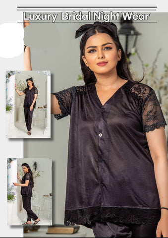 Luxury Night Wear" An Elegant two-piece pajama ensemble designed for comfort and sophistication.