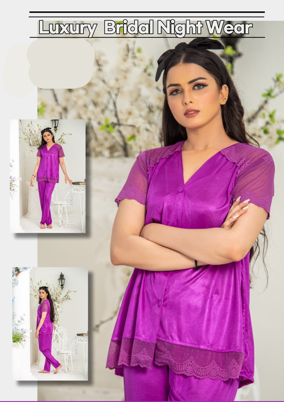 Luxury Night Wear" An Elegant two-piece pajama ensemble designed for comfort and sophistication.