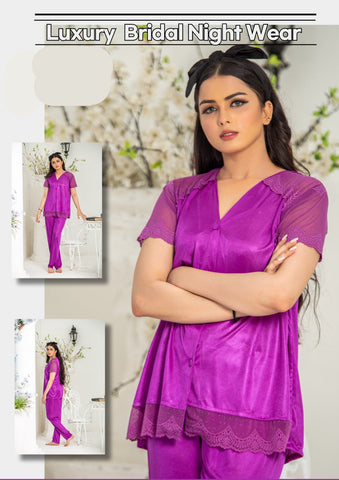 Luxury Night Wear" An Elegant two-piece pajama ensemble designed for comfort and sophistication.