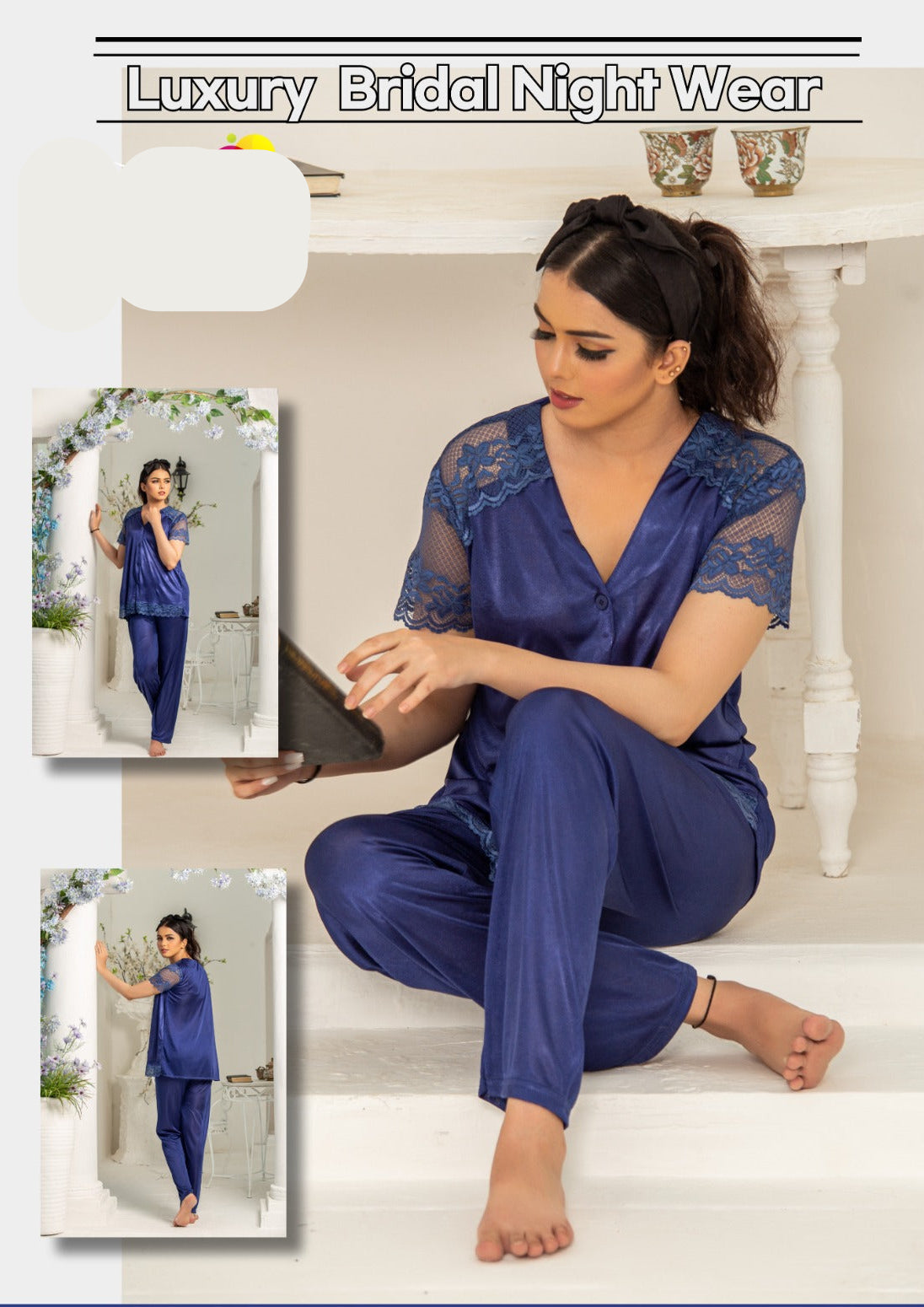 Luxury Night Wear" An Elegant two-piece pajama ensemble designed for comfort and sophistication.