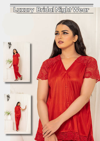 Luxury Night Wear" An Elegant two-piece pajama ensemble designed for comfort and sophistication.