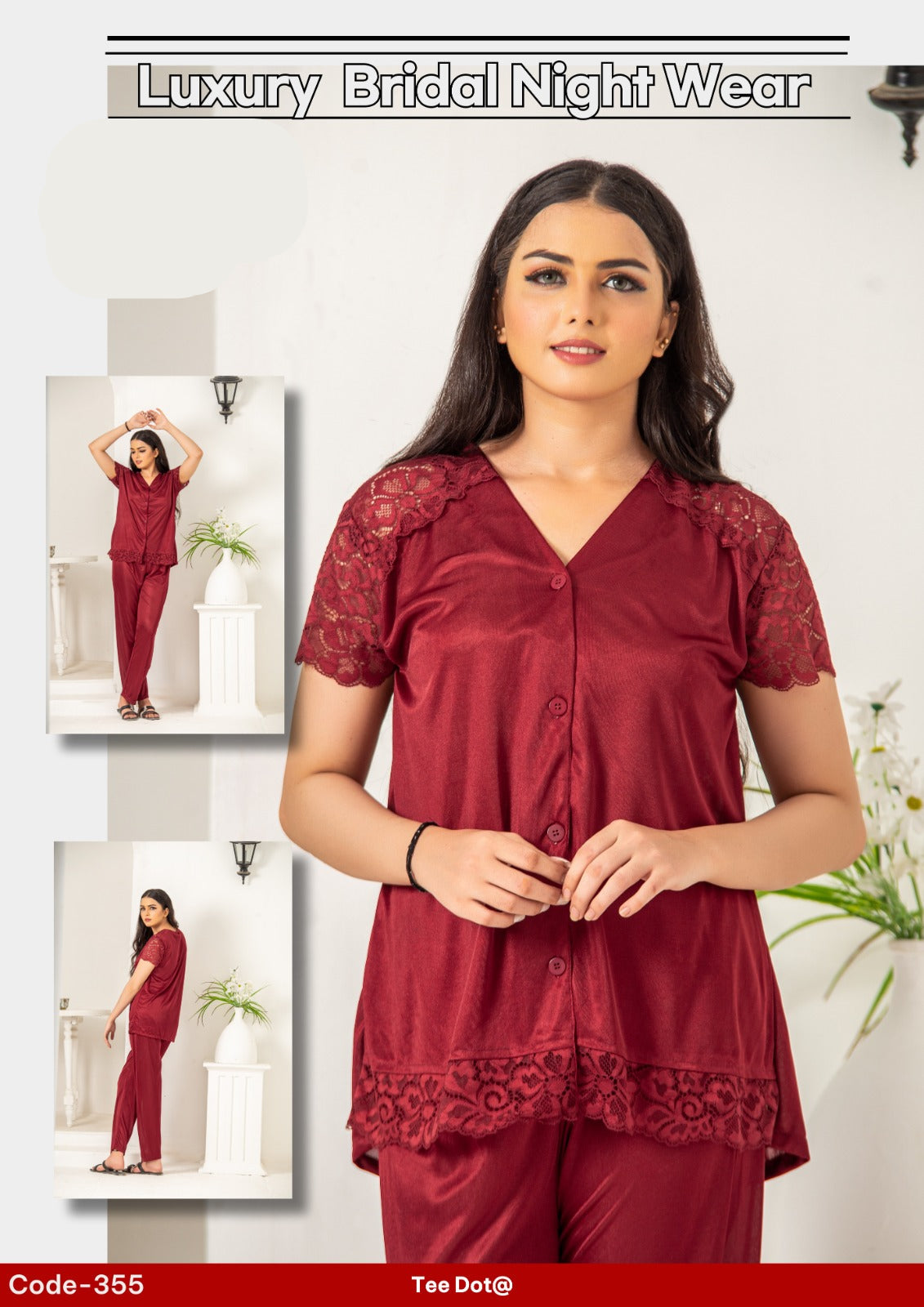 Luxury Night Wear" An Elegant two-piece pajama ensemble designed for comfort and sophistication.