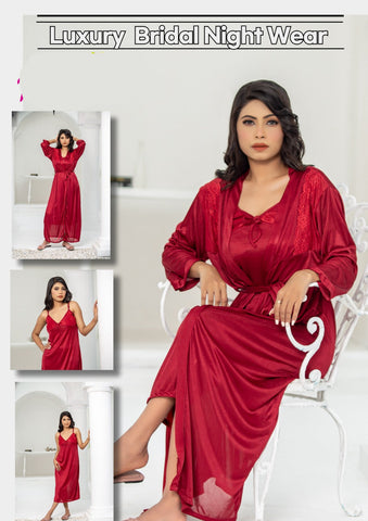 PREMIUM QUALITY .  HIGH QUALITY GSM USE. 2 PIECE NIGHTWEAR . 7 COLOURS .  Stuff=SILK FREE SIZE  28 TO 38 BREAST SIZE EASILY WEAR