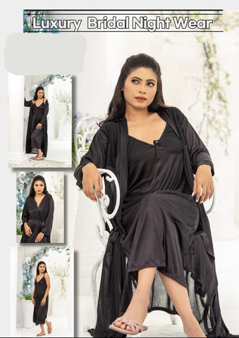 PREMIUM QUALITY .  HIGH QUALITY GSM USE. 2 PIECE NIGHTWEAR . 7 COLOURS .  Stuff=SILK FREE SIZE  28 TO 38 BREAST SIZE EASILY WEAR.