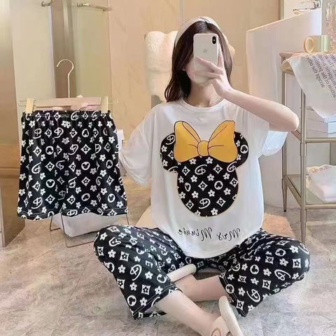 Three-Piece Minnie Mouse-Inspired Pajama And Loungewear Set