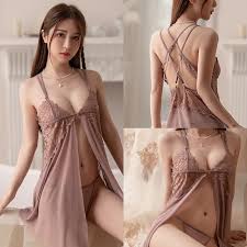 Two-piece sheer babydoll nightgown set from the brand Silky Nights, designated