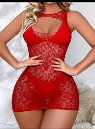 Erotic lingerie, sexy transparent mesh dress YD-28red