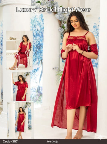 PREMIUM QUALITY .  HIGH QUALITY GSM USE. 2 PIECE NIGHTWEAR . 4 COLOURS .  Stuff=SILK FREE SIZE  28 TO 38 BREAST SIZE EASILY WEAR