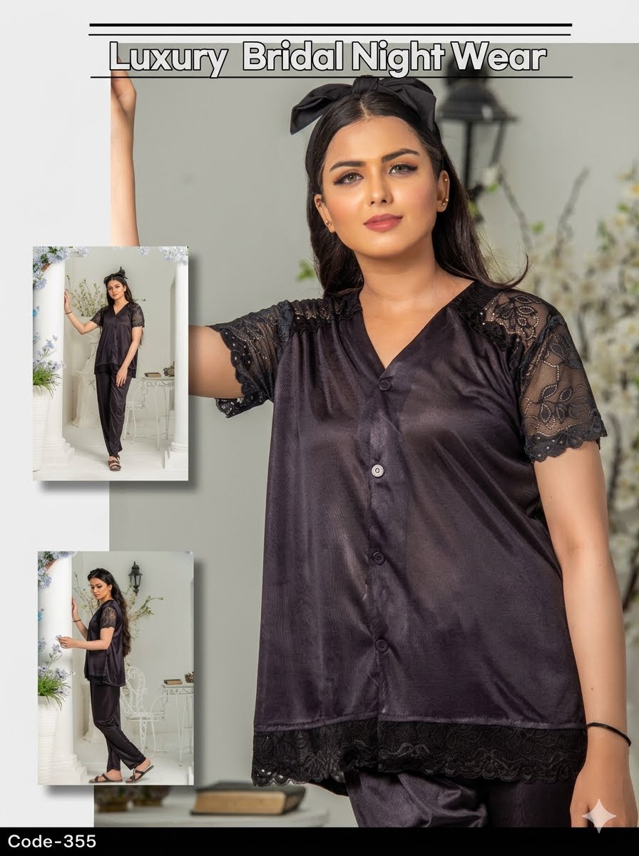 PREMIUM QUALITY .  HIGH QUALITY GSM USE. 2 PIECE NIGHTWEAR . TROUSER SHIRT 7 COLOURS .  Stuff=SILK FREE SIZE  28 TO 38 BREAST SIZE EASILY WEAR.