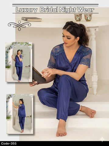 PREMIUM QUALITY .  HIGH QUALITY GSM USE. 2 PIECE NIGHTWEAR . TROUSER SHIRT 7 COLOURS .  Stuff=SILK FREE SIZE  28 TO 38 BREAST SIZE EASILY WEAR