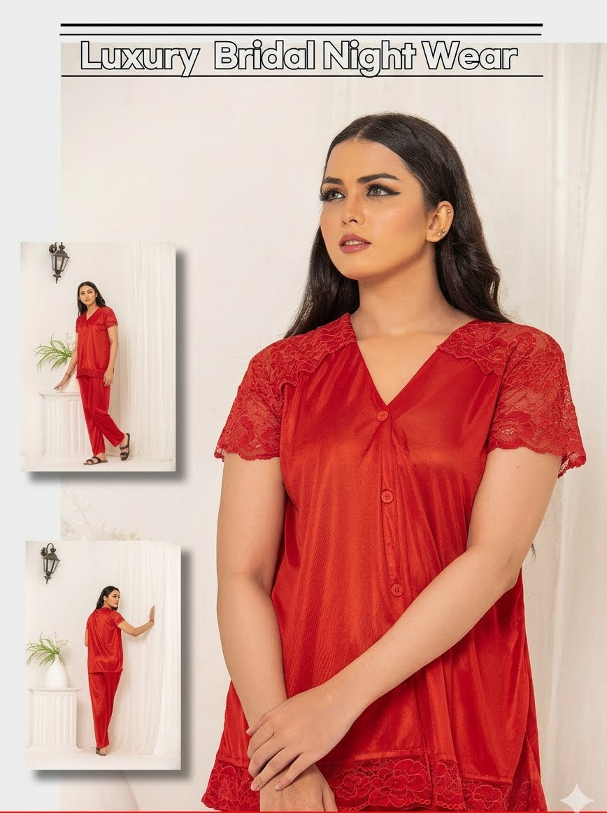 PREMIUM QUALITY .  HIGH QUALITY GSM USE. 2 PIECE NIGHTWEAR . TROUSER SHIRT 7 COLOURS .  Stuff=SILK FREE SIZE  28 TO 38 BREAST SIZE EASILY WEAR
