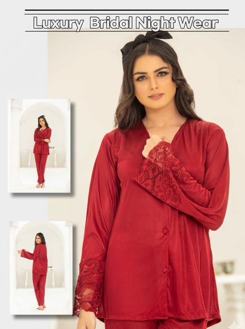 PREMIUM QUALITY .  HIGH QUALITY GSM USE. 2 PIECE NIGHTWEAR . TROUSER SHIRT 7 COLOURS .  Stuff=SILK FREE SIZE  28 TO 38 BREAST SIZE EASILY WEAR