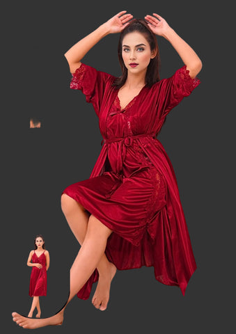 New 3 PCS Short Gown Nighty Set
