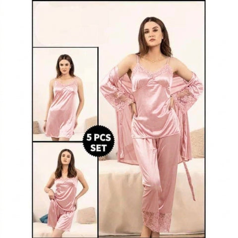 5 Pcs Luxury Soft Comfortable Bridal Nightwear
